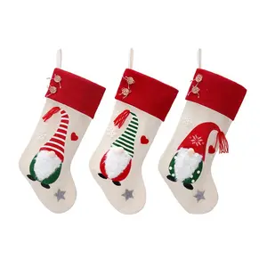 Bán Buôn Cáp Đan Mộc Mạc Món Quà Giáng Sinh Phụ Tùy Chỉnh Dệt Kim Stocking Xmas Khuyến Mãi Stocking Santa Khởi Động Stocking