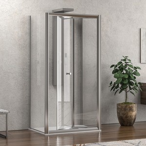 Kamalu KM4000S box doccia 70x90x70 cm apertura libro in stile vetro trasparente con telaio spazzolato porte doccia a 3 lati - Product Image 2
