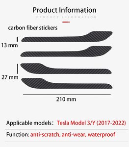 Pegatinas para manijas de puerta de coche en oferta para Tesla Model 3, cubierta protectora decorativa para manijas de puerta. - Product Image 3