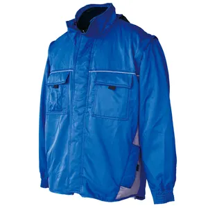 Work Windproof Jacket Zipper Blue Wear Workwear Belt Clothing Cotton Mens Jacket