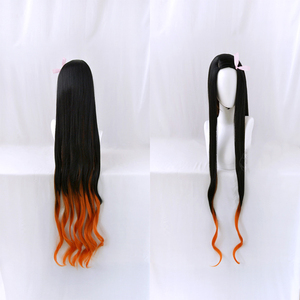 Parrucca <span class=keywords><strong>Cosplay</strong></span> di Kamado Nezuko della Serie Demon Slayer Kimetsu No <span class=keywords><strong>Yaiba</strong></span>, Versione Sfumata con Colore Ombré - Product Image 4