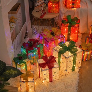 3個セット ライト付き マルチカラー ギフトボックス クリスマスデコレーション LEDナイトランプ ホリデー 室内 屋外 ルーム クリスマスギフトボックス - Product Image 3