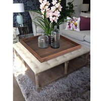 Plateau de service et ottoman de rangement surdimensionné en bois rustique de style ferme, à usage unique, pour bijoux et outils