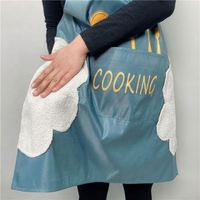 Delantal de algodón y poliéster reciclado con paño de limpieza de toallas de cocina Accesorio Delantal con bolsillo
