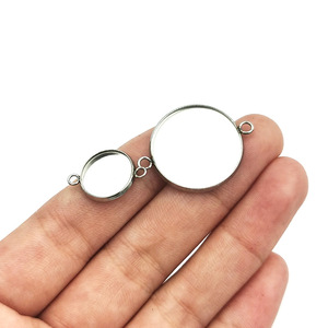 Base de disque ronde en acier inoxydable 6-25 mm à double boucle pour la fabrication de bijoux DIY, vente en gros - Product Image 2