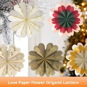 QF Shade Weihnachtsdekoration Hängende Ornamente Festliche Veranstaltungsgestaltung Faltbare <span class=keywords><strong>Origami</strong></span> 3D Herz Achteckige Papierlaterne - Product Image 2