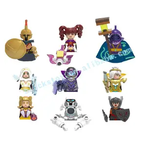 Game League of Legends LOL KDA Ahri Blitzcrank Leona Jax Jinx Pantheon Riven Mini Building Block Plastic Figure Toys for Kids