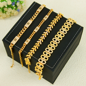 Pulsera de Cadena con Circonitas YB334 de Little Bee Jewelry, Diseño Italiano Elegante, Chapado en Oro de 21k, Antideslustre, Tendencia 2026 - Product Image 1