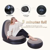 Nouveau canapé gonflable de style américain en PVC écologique, pliable, inclinable, canapé-lit d'extérieur, repose-pieds, fauteuil floqué