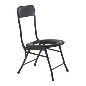 Black Printed KJT Model 713 CE Certified 100kg Capacity High Quality Durable 2-in-1 <b>Folding</b> Steel Frame Bathroom <b>Commode</b> Chair - Product Image 1