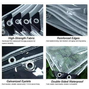 Bâche robuste avec œillets <span class=keywords><strong>pour</strong></span> patio, serre, en PVC vinyle transparent, <span class=keywords><strong>pour</strong></span> poulailler, véranda, <span class=keywords><strong>pergola</strong></span>, balcon - Product Image 3