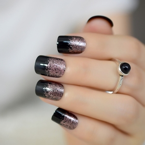 Uñas Postizas Cuadradas <span class=keywords><strong>con</strong></span> <span class=keywords><strong>Purpurina</strong></span>, Puntas Francesas <span class=keywords><strong>con</strong></span> <span class=keywords><strong>Purpurina</strong></span>, Suministros para Uñas Negras, Productos de Belleza para Salón, <span class=keywords><strong>Manicura</strong></span> - Product Image 5