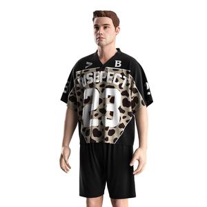 เสื้อฟุตบอลย้อนยุคสไตล์อเมริกันแบบยูนิเซ็กซ์ พร้อมแผ่นปะหมายเลขลายเสือดาวสุดคลาสสิก ผลิตจากผ้าตาข่ายแห้งเร็ว เหมาะสำหรับวันแข่งขัน - Product Image 3