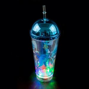 Gobelet isotherme double paroi LED multicolore 16 oz avec paille en plastique clignotante pour articles promotionnels de fête - Product Image 2