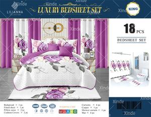 Juegos <span class=keywords><strong>de</strong></span> Cama Florales <span class=keywords><strong>2023</strong></span> con Cortinas a Juego Tamaño King, Cubrecama Desechable <span class=keywords><strong>de</strong></span> 18 Piezas con Diseño <span class=keywords><strong>de</strong></span> Hojas, Disponible en Existencia - Product Image 3