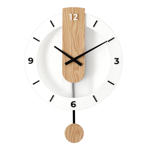 Simple Nordic Modern Solid Wood Silent Swing Quartz- Single Face Wall <b>Clock</b> Living Room <b>Bedroom</b> Personality Creative Decoration - Product Image 1