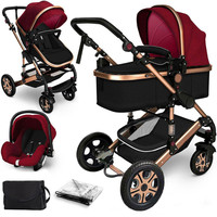 Poussette pliable de luxe 3 en 1 Landau de transport Mama Bag Housse de pluie pour enfants Poussette 3 en 1 avec siège auto