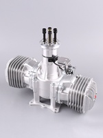 Moteur à essence pour avion modèle réduit DLE170, bicylindre, 170 cm³ de cylindrée, deux temps, échappement latéral, refroidissement naturel par air, démarrage manuel