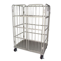 Chariot de manutention logistique en acier inoxydable de sécurité, pliable, capacité de charge 350 kg, double porte avant, outils OEM