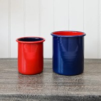 Pot de rangement en émail de qualité alimentaire, style vintage, 11 cm et 12 cm, avec logo personnalisé, double poignée, pour ustensiles et outils