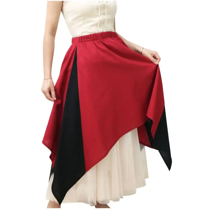 Black and Red Women Victorian Renaissance Skirt Maxi Long Medieval Dress