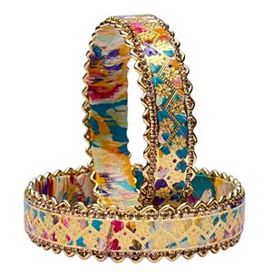 Handmade Jali <b>Kada</b> Multicolored Lac Bangles Traditional Ethnic Bridal Jewelry Set 2 Piece Danta Gems Trendy Micro Insert Hindu - Product Image 6