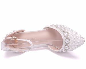 <span class=keywords><strong>Scarpe</strong></span> da Sposa <span class=keywords><strong>Bianche</strong></span> di Alta Qualità con Perle, Punta Affusolata, per Donne <span class=keywords><strong>e</strong></span> Signore - Product Image 5