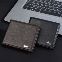 Nouveau portefeuille fin pour homme, style européen et américain, texture litchi, portefeuille en cuir véritable pour billets de banque