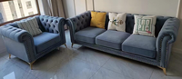 Luxus Wohnzimmer Sofa Set Amerikanischer Europäischer Stil Samtstoffsofa 1+2+3 Individualisierbares Sofa Set Wohnzimmermöbel