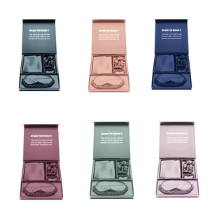 Bandeau Göz Bakım Seti Özel Logo 3'lü Set Saten İpek Uyku Seti Göz Maskesi Yastık Kılıfı Uyku Hediye Kutusu - Product Image 1