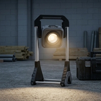 Verstellbare Teleskop-LED-Arbeitsleuchte Tragbare Wiederaufladbare Arbeitslampe COB SMD RGB für Werkstatt Garage Camping