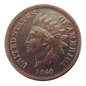 1860 Koin Logam Kustom Replika Tembaga Sen Kepala India Koin AS