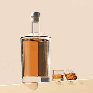 Personalizado 200Ml 375Ml 500Ml 750Ml 1000Ml Transparente Redondo Vacío Flint Glass Licor Vino <span class=keywords><strong>Whisky</strong></span> Vodka Tequila Botella Con Tapa De Corcho - Product Image 3