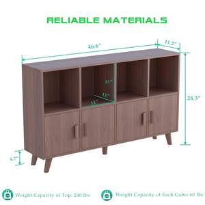 Estantería Cubby con Puertas, Mueble <span class=keywords><strong>de</strong></span> Madera <span class=keywords><strong>de</strong></span> 8 Cubos, Estantería Abierta <span class=keywords><strong>de</strong></span> Pie, Mueble <span class=keywords><strong>de</strong></span> Almacenamiento Bajo <span class=keywords><strong>de</strong></span> 2 Niveles, Moderno y Ecológico - Product Image 6