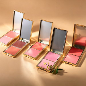 Palette de fard à joues <span class=keywords><strong>Duo</strong></span> Gold en poudre pressée de luxe, orange, avec logo personnalisé, crème-poudre pour les lèvres et les joues, blush waterproof - Product Image 1
