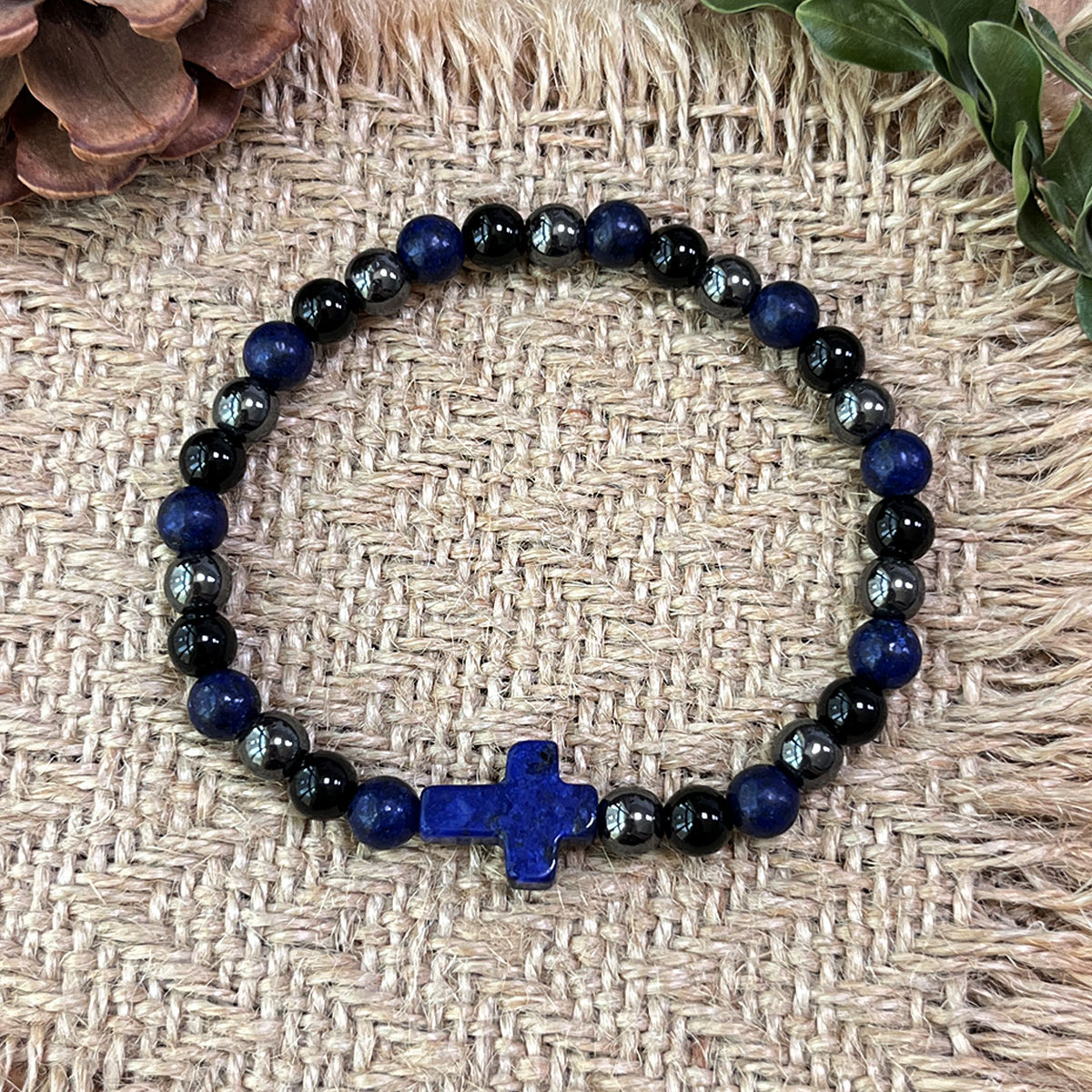 glass beads with synthetic lapis
