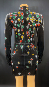 Novance autunno 2022 donna abiti personalizzati velluto <span class=keywords><strong>Verde</strong></span> taglie forti vestito <span class=keywords><strong>da</strong></span> donna per matrimonio con frange Vestidos De Gala <span class=keywords><strong>Verde</strong></span> - Product Image 3