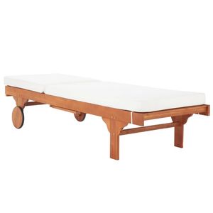 Modern Outdoor Wooden Chaise Lounge <b>with</b> Cushion and <b>Wheels</b> for Living Room & Villa Garden Patio Pool Relax Eco-Friendly <b>Chair</b> - Product Image 4