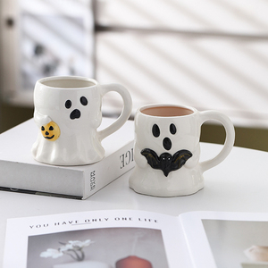 Tasse en céramique d'Halloween Tasse citrouille fantôme mignonne Tasse à café effrayante réutilisable avec couvercle Tasse inspirée de la fantaisie d'Halloween - Product Image 4
