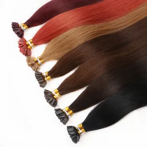 hot sale 10 a grade double drawn human keratin bonds silky straight wave blonde u tip hair extensions straightened u-tip extens