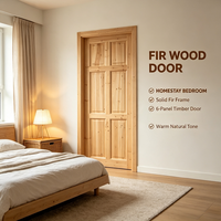 Simple Profile Solid Fir Solid Wood Door Eco Raw Timber Door for Urban Small Apartment Interior