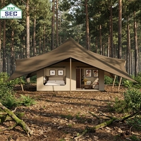 Tente de glamping de luxe imperméable QuickDeploy pour safari, hôtel-resort extérieur, maison modulaire préfabriquée, villa à installation rapide, durable et confortable