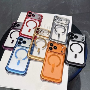 Funda Magnética Transparente Mate con Esquinas Electrochapadas para iPhone 17Air 16 15 14 13 Plus con Protección de Lente de Cámara - Product Image 1