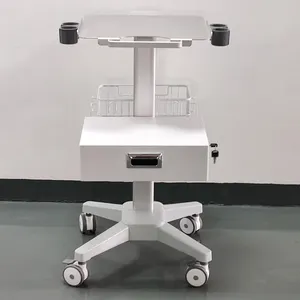 Carro de choque médico con ruedas Carro de hospital de diseño moderno para máquina de ultrasonido Material de aluminio y ABS para uso en exteriores