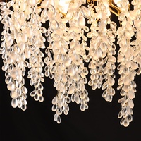 Lampe rectangulaire moderne de luxe, lustre suspendu en laiton, lustre en cristal en forme de goutte d'eau, lampe d'hôtel