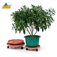 Support en plastique de haute qualité de chariot de moteur de pot de caddy de pot en plastique mobile de haute qualité avec la forme ronde de roues
