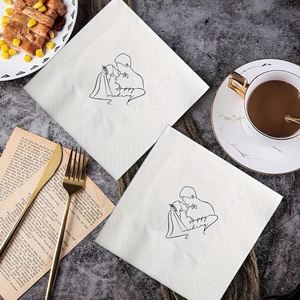 Wholesale 50 - Piece Pack "Happy Wedding" White Wedding Table Decoration Paper Napkins - Product Image 4