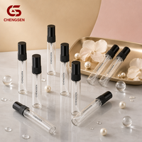 Flacons pulvérisateurs de parfum cylindriques en verre transparent de 2 ml, 3 ml, 5 ml, 10 ml, à col serti, portables, rechargeables, vides, avec pompe pulvérisatrice pour