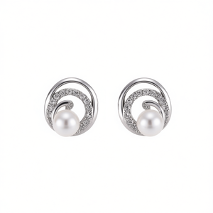 Elegantes Pendientes de Perlas para Mujer, Chapados en Rodio, Perlas de Imitación, Diseño Geométrico, Joyería de Moda para Bodas, Estilo Clásico - Product Image 1