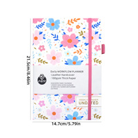 Agenda hebdomadaire floral A5 sans date, couverture rigide, motif papillon, carnet de notes transfrontalier, cadeau personnalisé
